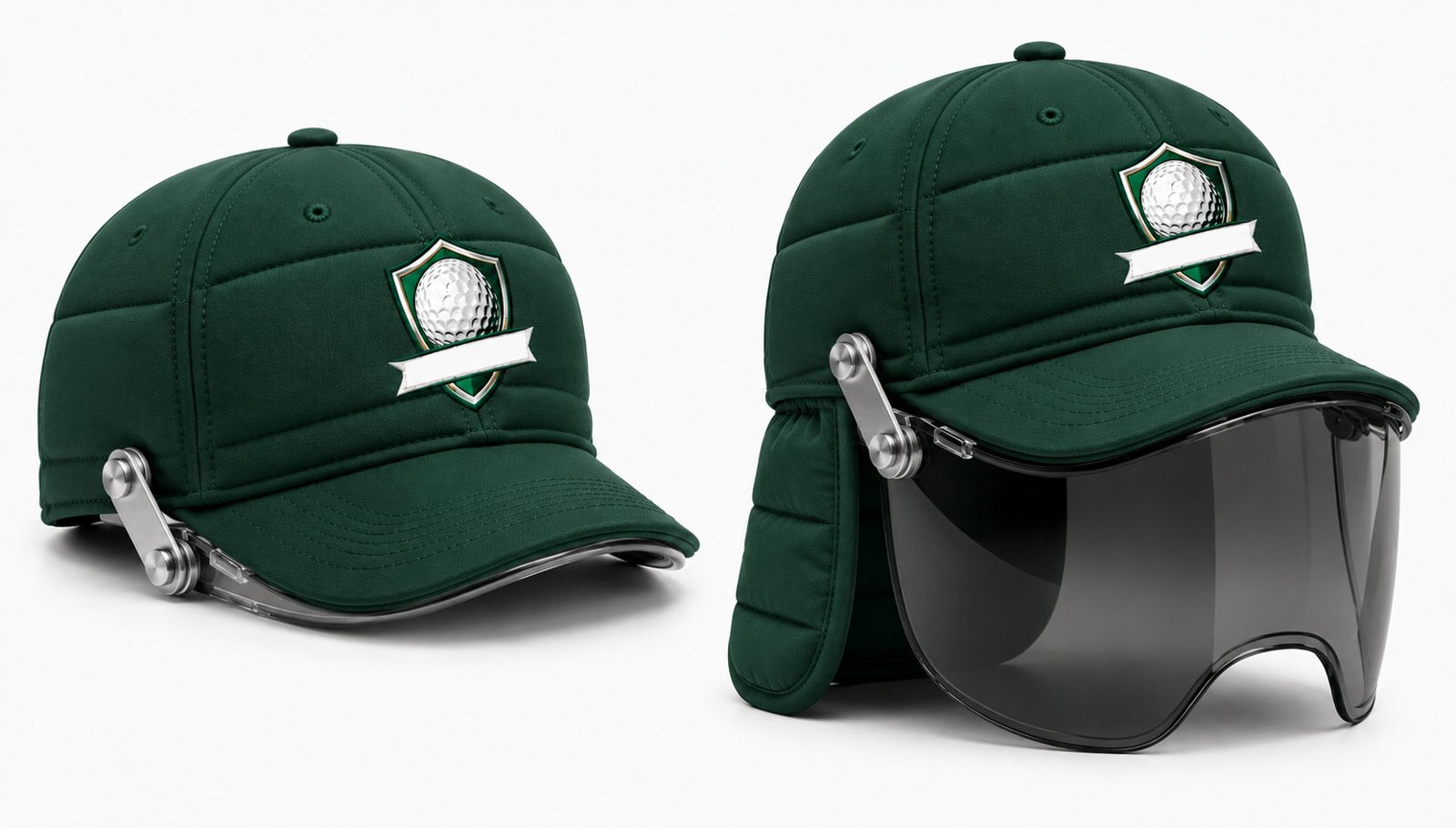 ForeShield Premium golf cap with photochromic auto-tint shield deployed